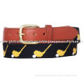 Golf Belts with Solid Brass Pin Buckle, Genuine Cowhide Leather